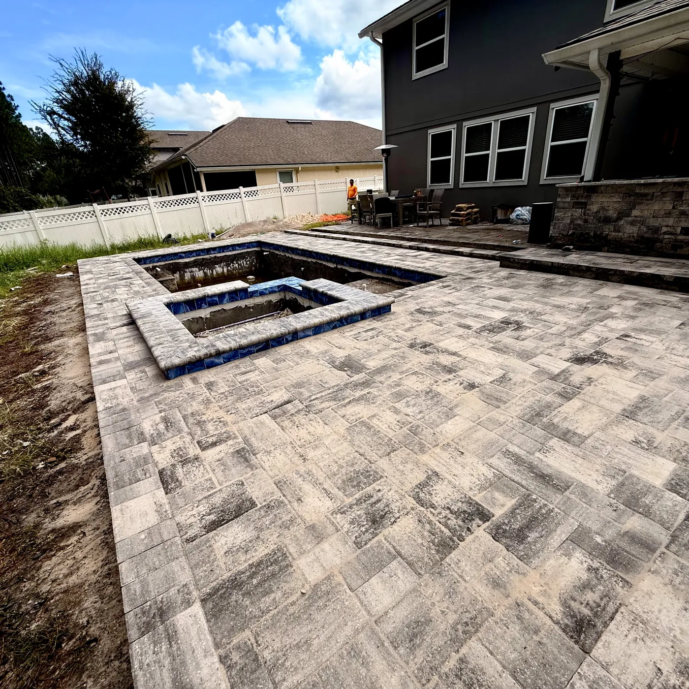 Spa + paver deck
